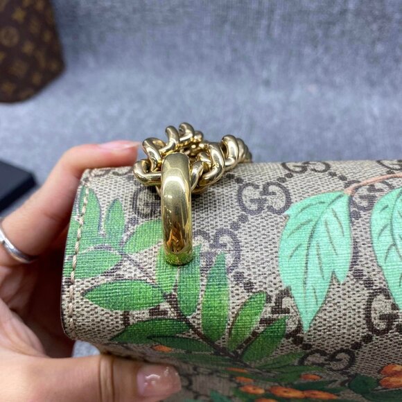 100% Authentic GUCCI Padlock Multicolor Tian Print GG Canvas Shoulder Bag - Picture 10 of 16